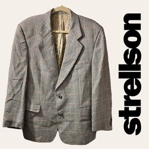 Strellson Vintage Houndstooth Wool Blazer Size 50